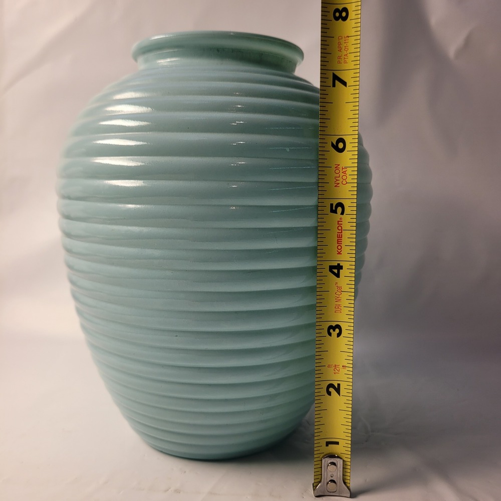 Christopher Stuart Ribbed Ceramic Vase Blue Portugal Beehive Texture MCM Style‎